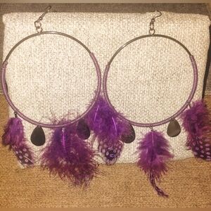 Feather Hoop Earrings
